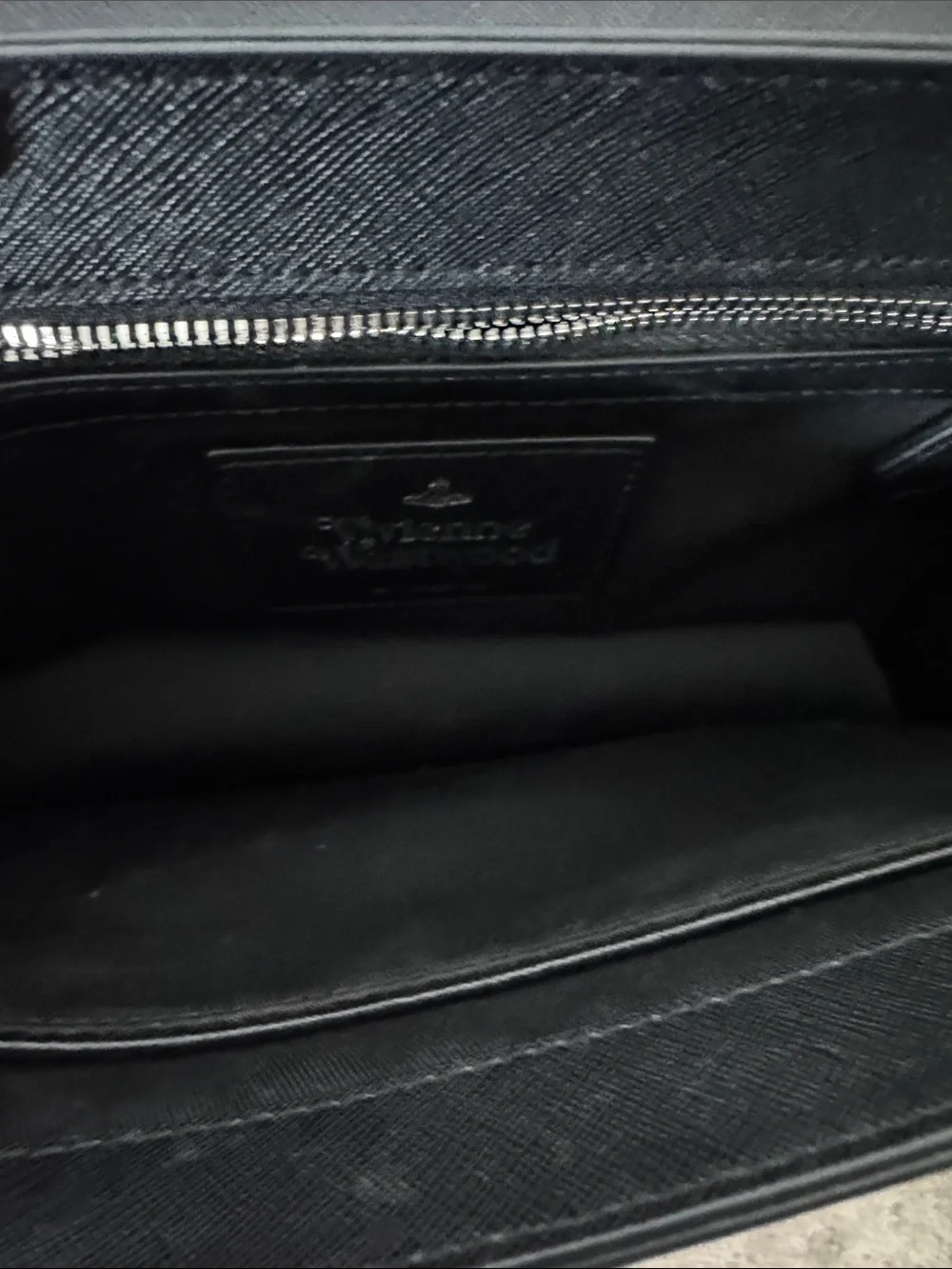 Vivienne Westwood Black Leather Shoulder Bag with Silver Chain